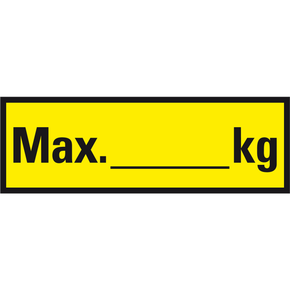 Regalbelastungsaufkleber Max. kg, gelb/schwarz, Folie, selbstklebend, 150x50mm, 5/Bogen Regalbelastungsaufkleber Max. kg, gelb/schwarz, Folie, selbstklebend, 150x50mm, 5/Bogen-Beschreibung lesen