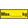 Regalbelastungsaufkleber Max. kg, gelb/schwarz, Folie, selbstklebend, 150x50mm, 5/Bogen Regalbelastungsaufkleber Max. kg, gelb/schwarz, Folie, selbstklebend, 150x50mm, 5/Bogen