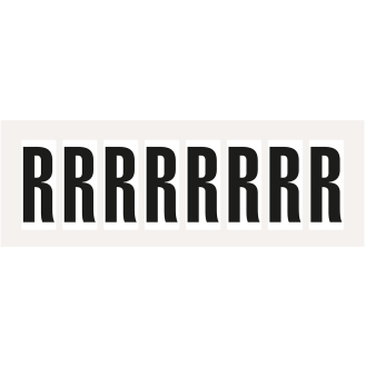 Buchstabe R, weiß/schwarz, Folie, Schrifthöhe 50mm, 22x57mm, 160 Stück/Packung-Beschreibung lesen