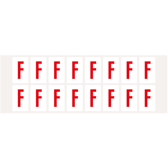 Buchstabe F, weiß/rot, Folie, Schrifthöhe 25mm, 22x36mm, 320 Stück/Packung Buchstabe F, weiß/rot, Folie, Schrifthöhe 25mm, 22x36mm, 320 Stück/Packung-Beschreibung lesen