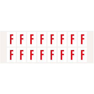 Buchstabe F, weiß/rot, Folie, Schrifthöhe 25mm, 22x36mm, 320 Stück/Packung-Beschreibung lesen