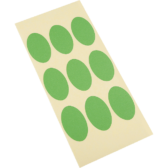 Etikett, oval, beschriftbar, grün, Haftpapier, ablösbar, 90x53mm, 4/Bogen-Beschreibung lesen