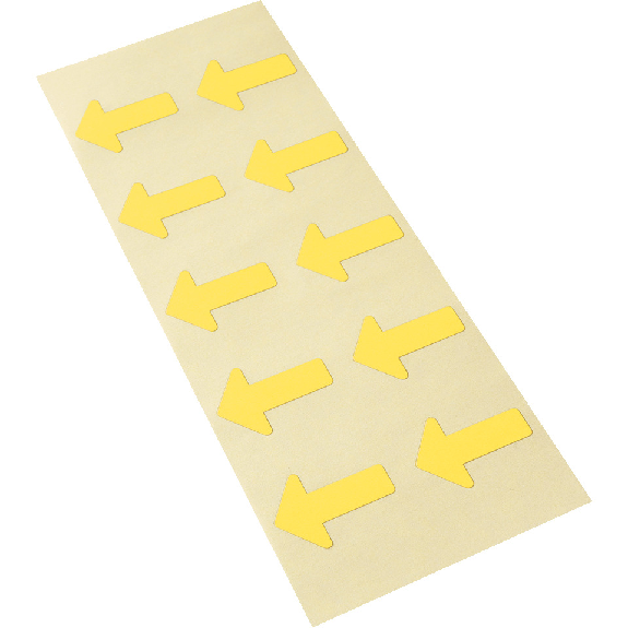 Etikett Pfeil, beschriftbar, gelb, Haftpapier, ablösbar, 35x25mm, 10/Bogen-Beschreibung lesen