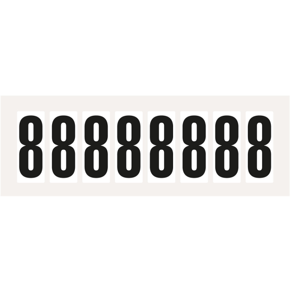 Ziffer 8, weiß/schwarz, Folie, Schrifthöhe 50mm, 22x57mm, 160 Stück/Packung-Beschreibung lesen