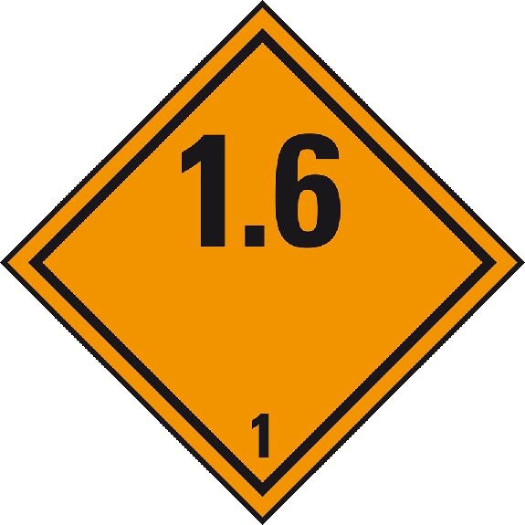 Verpackungskennzeichen Kl. 1.6 Explosiv, Folie, seewasserbeständig, 100x100mm, IMDG-Code, GGVSEB, ADR, IATA Verpackungskennzeichen Kl. 1.6 Explosiv, Folie, seewasserbeständig, 100x100mm, IMDG-Code, GGVSEB, ADR, IATA-Beschreibung lesen