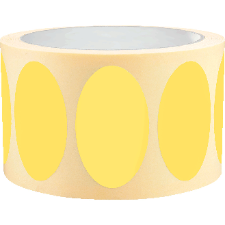 Etikett, beschriftbar, oval, gelb, Haftpapier, ablösbar, 50x30mm, 500/Rolle-Beschreibung lesen