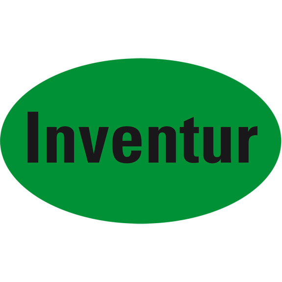 Organisationsetikett Inventur, oval, grün, Haftpapier, ablösbar, 90x53mm, 500/Rolle-Beschreibung lesen