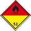 Gefahrgutzettel (Placards) Kl.5.2 Organ. Peroxide, Folie, seewasserbeständig, 250x250mm, IMDG-Code, GGVSEB, ADR, IATA