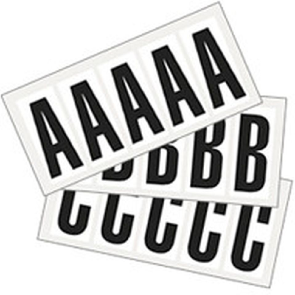 Kombipackung Buchstabe A-Z, weiß/schwarz, Folie, SH 50mm, 22x57mm, 8 je Buchst./PAK-Beschreibung lesen