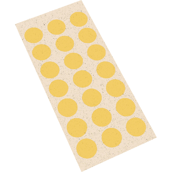 Markierungspunkte, hellgelb, Primärfaser-Graspapier, selbstklebend, Ø 25mm, 21/Bogen-Beschreibung lesen