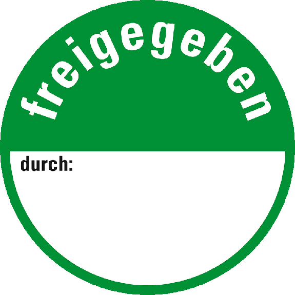 Klebepunkte für Qualitätskontrolle freigegeben, Folie, selbstklebend, Ø 30mm, 18/Bogen Klebepunkte für Qualitätskontrolle freigegeben, Folie, selbstklebend, Ø 30mm, 18/Bogen-Beschreibung lesen