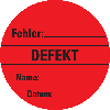 Organisationsetikett Defekt, rot, Cellulose-Folie, selbstklebend, Ø 60mm, 6/Bogen