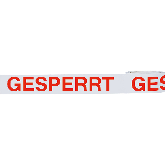 Klebeband GESPERRT, weiß/rot, Polypropylen, selbstklebend, 50mm, 66m/Rolle-Beschreibung lesen