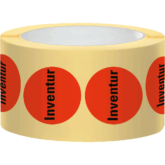 Markierungspunkt Inventur, hellrot, Haftpapier, ablösbar, Ø 37mm, 500/Rolle-Beschreibung lesen
