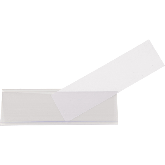 Etikettenhalter, Rückseite weiß, Frontseite transparent, 100x30mm, 100/VE Etikettenhalter, Rückseite weiß, Frontseite transparent, 100x30mm, 100/VE-Beschreibung lesen