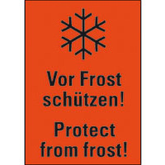 Verp.etikett Vor Frost...,leuchtrot,Haftpapier,permanent,105x74mm,500/Rolle-Beschreibung lesen