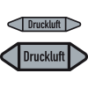 Rohrleitungsetikett Druckluft, DIN 2403, grau/schwarz, für Ø 40-60mm, 37x218mm, 5/Bogen