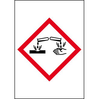 Gefahrensymbol Ätzwirkung GHS 05, Folie, selbstklebend, 26x37mm, 10/Bogen, GHS-Verordnung-Beschreibung lesen