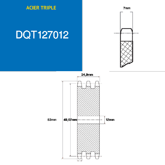 CMW - Vorgebohrte Scheibe - Stahl - Dreifachverzahnung - 08B3 - 12 Zähne - Teilung 12,7 mm mit 12 mm Bohrung. CMW - Vorgebohrte Scheibe - Stahl - Dreifachverzahnung - 08B3 - 12 Zähne - Teilung 12,7 mm mit 12 mm Bohrung.-Beschreibung lesen