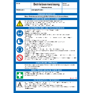 Maschinenbetriebsanweisung Fräsmaschinen, Kunststoff, 210x297mm, ASR A1.3, DIN EN ISO 7010-Beschreibung lesen