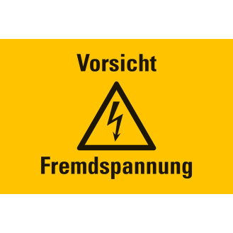 Kombi-Warnschild Vorsicht Fremdspannung, RoHS konform, Folie, selbstklebend, 300x200mm-Beschreibung lesen