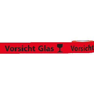 Warnband Vorsicht Glas, rot/schwarz, Polypropylen, 50mmx66m, 6 Rollen/VE-Beschreibung lesen