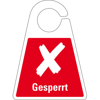 Qualitätsanhänger Gesperrt, beidseitig bedruckt, rot, Kunststoff, 120x165mm-Beschreibung lesen