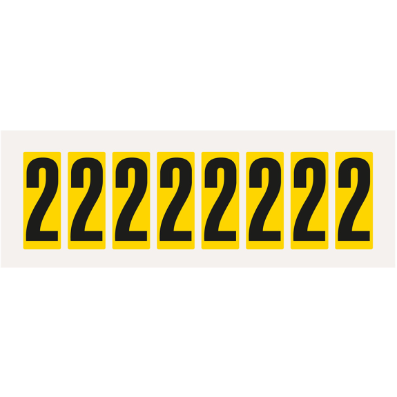 Ziffer 2, gelb/schwarz, Folie, Schrifthöhe 50mm, 22x57mm, 160 Stück/Packung-Beschreibung lesen