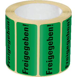 Organisationsetikett Freigegeben!, grün, Haftpapier, ablösbar, 50x20mm, 500/Rolle-Beschreibung lesen