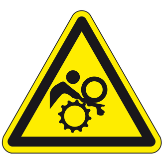 Warnschild Warnung vor Einzugsgefahr,praxisb.,UL,Polyesterfolie,SL50mm,10/Bogen-Beschreibung lesen