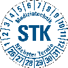 Prüfplakette STK 26-31,weiß/blau,DIN EN 60601-01,Spezialkleber,Ø 30mm,10/Bogen