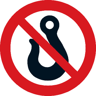 Verbotschild Kranhaken, praxisbewährt, Folie, selbstklebend, Ø 50mm, 10/Bogen-Beschreibung lesen