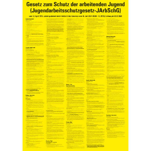 Aushang Jugendarbeitsschutzgesetz-JArbSchG, Kunststoff, 700x1000mm-Beschreibung lesen
