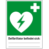 Rettungs-Kombischild Defibrillator befindet sich, Kunststoff, 300x400mm, ASR A1.3, DIN EN ISO 7010 E010 und D-E017 Rettungs-Kombischild Defibrillator befindet sich, Kunststoff, 300x400mm, ASR A1.3, DIN EN ISO 7010 E010 und D-E017