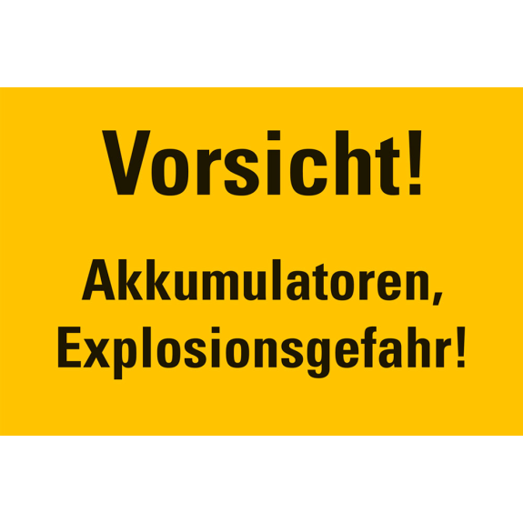 Warnschild Vorsicht! Akkumulatoren, Explosionsgefahr!,Kunststoff,200x300mm-Beschreibung lesen