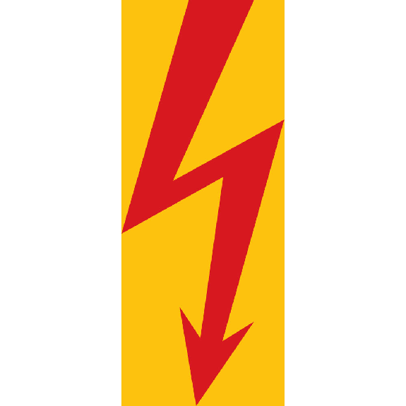 Warnschild Blitzpfeil, praxisbewährt, rot, Folie, selbstklebend, 52x105mm Warnschild Blitzpfeil, praxisbewährt, rot, Folie, selbstklebend, 52x105mm-Beschreibung lesen