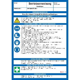 Maschinenbetriebsanweisung Bandsägen, Kunststoff, 210x297mm, ASR A1.3, DIN EN ISO 7010-Beschreibung lesen