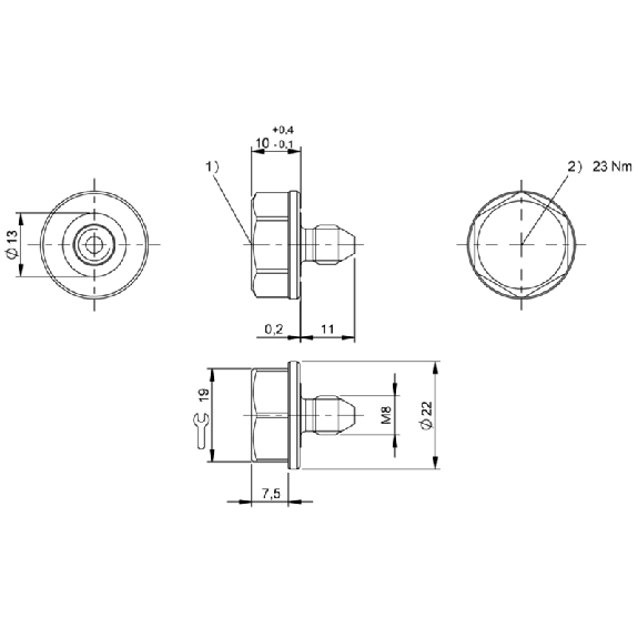 Support de données HF (13,56 MHz), 2000 octets, 8 octets, rond - BIS M-143-02/A-M8 (BIS00NW) Support de données HF (13,56 MHz), 2000 octets, 8 octets, rond - BIS M-143-02/A-M8 (BIS00NW)-Lire la description