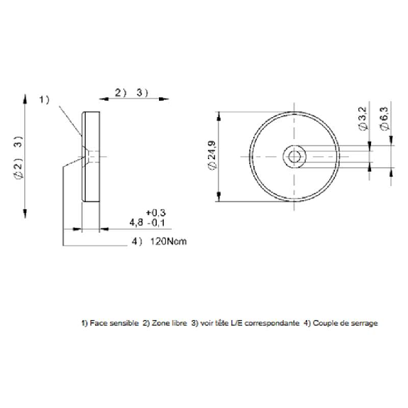 Support de données HF (13,56 MHz), 112 octets, 8 octets, rond - BIS M-132-03/L (BIS00YF)-Lire la description