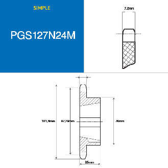 CMW - Piñón con cubo desmontable 1610 - Piñón simple - 08B1 - 24 dientes - Paso 12,7 mm-Leer más