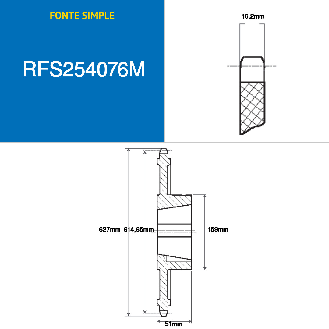 CMW - Rueda de fundición con cubo desmontable 3020 - Juego simple - 16B1 - 76 dientes - Paso 25,4 mm-Leer más