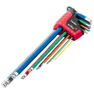 Jeu de tournevis hexagonal 369F support ErgoStar 10 pièces SW 1,5 - 10 mm code couleur, tête sphérique 1,00 PCE-Lire la description