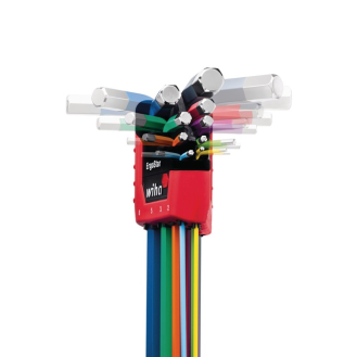 Jeu de tournevis hexagonal 369F support ErgoStar 10 pièces SW 1,5 - 10 mm code couleur, tête sphérique 1,00 PCE-Lire la description