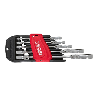 Jeu de clés mixtes à cliquet à tête inclinable à verrouillage GEARplus sur support KSTOOLS-Lire la description
