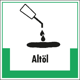 Abfallkennzeichen Altöl, mit Symbol und Text, Kunststoff, 200x200mm-Beschreibung lesen