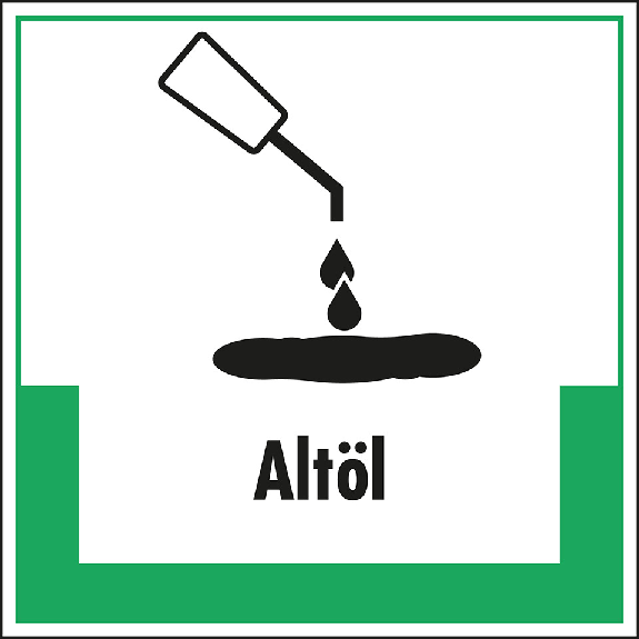 Abfallkennzeichen Altöl, mit Symbol und Text, Kunststoff, 200x200mm-Leggi tutto