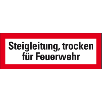 Feuerwehrschild Steigleitung, trocken für Feuerwehr, Folie, selbstklebend, 210x74mm, DIN 4066-Beschreibung lesen