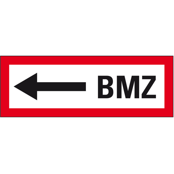 Feuerwehrschild BMZ links, Folie, selbstklebend, 297x105mm, DIN 4066 Feuerwehrschild BMZ links, Folie, selbstklebend, 297x105mm, DIN 4066-Beschreibung lesen