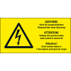 Warn-Kombischild Auch bei ausgeschaltetem..., RoHS konform, 3-spr., Folie, 74x37mm, ASR A1.3, DIN EN ISO 7010 W012 Warn-Kombischild Auch bei ausgeschaltetem..., RoHS konform, 3-spr., Folie, 74x37mm, ASR A1.3, DIN EN ISO 7010 W012