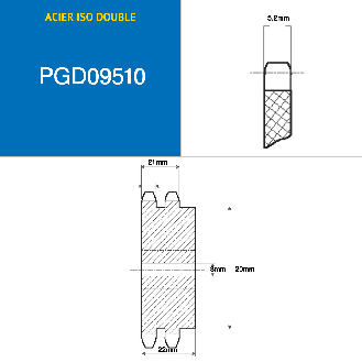 CMW - Rueda dentada pretaladrada - Acero - Dentado doble - 06B2 - 10 dientes - Paso 9,52 mm con agujero 8 mm-Leer más